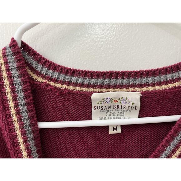 Vtg 1993 Susan Bristol Lady Golfer Cotton Ramie V-neck Sweater Size Medium Golf - Picture 2 of 7